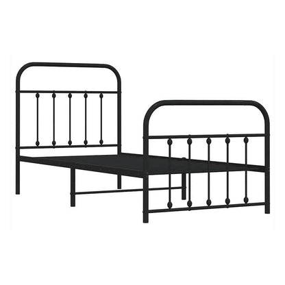 Metal Bed Frame without Mattress with Footboard with Headboard & Footboard Black 90 cm 190 cm