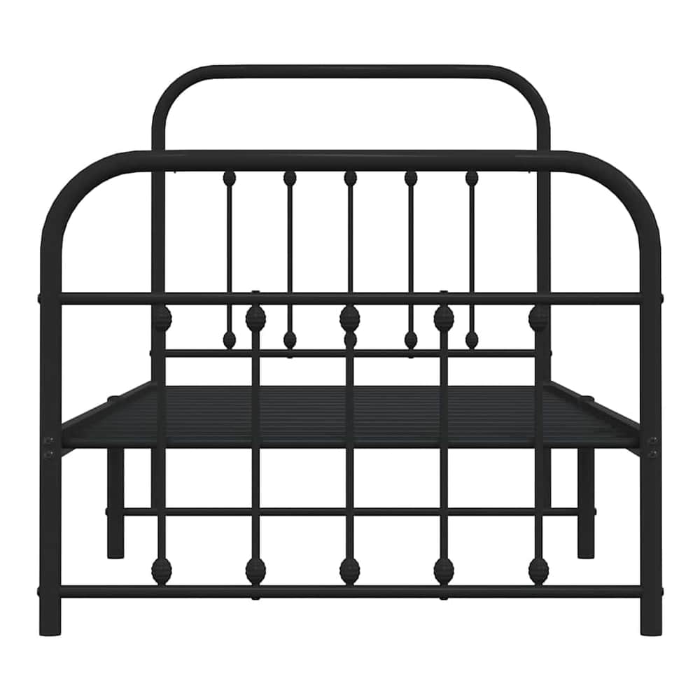 Metal Bed Frame without Mattress with Footboard with Headboard & Footboard Black 90 cm 190 cm