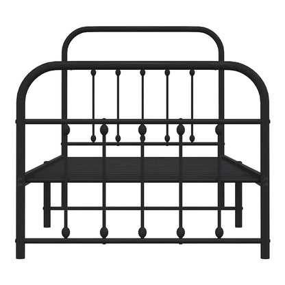 Metal Bed Frame without Mattress with Footboard with Headboard & Footboard Black 90 cm 190 cm