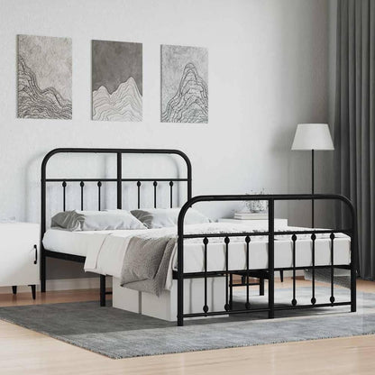 Metal Bed Frame without Mattress with Footboard with Headboard & Footboard Black 120 cm 200 cm