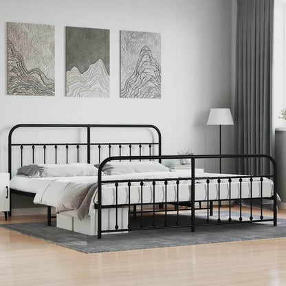 Metal Bed Frame without Mattress with Footboard with Headboard & Footboard Black 200 cm 200 cm