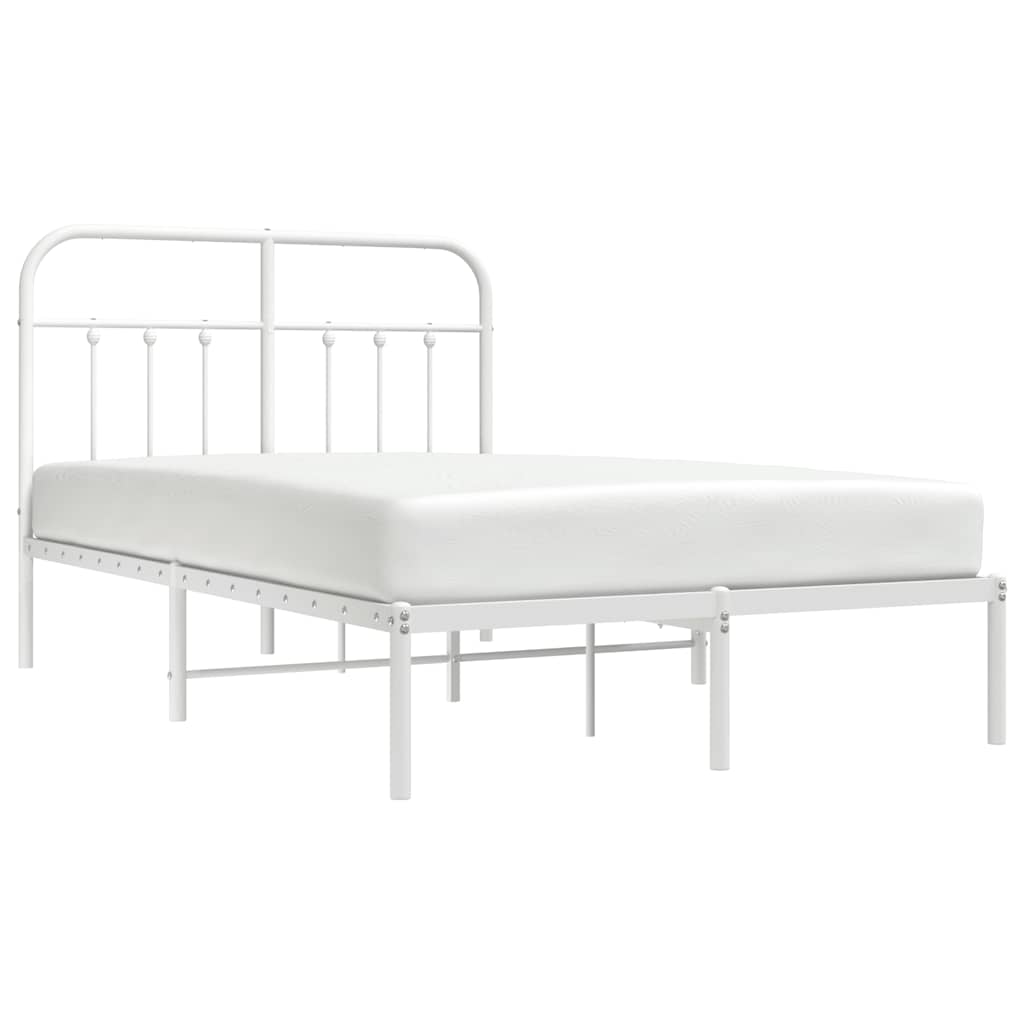 vidaXL Metal Bed Frame without Mattress with Headboard White 120x190cm 5