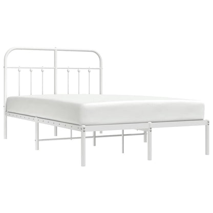 vidaXL Metal Bed Frame without Mattress with Headboard White 120x190cm 5
