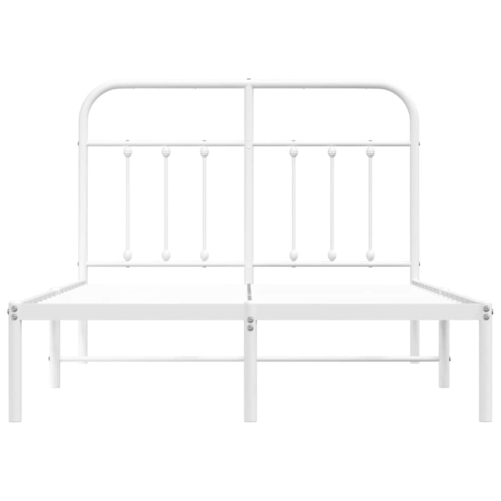 vidaXL Metal Bed Frame without Mattress with Headboard White 120x190cm 6