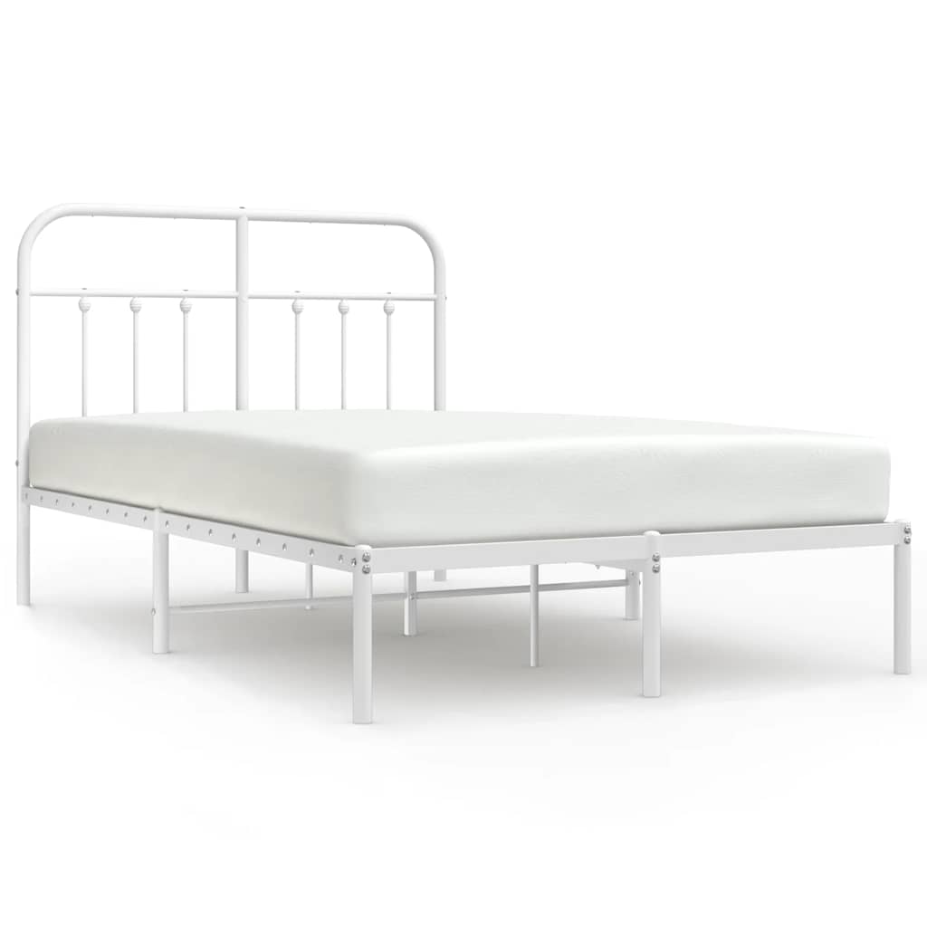 vidaXL Metal Bed Frame without Mattress with Headboard White 120x200cm 2