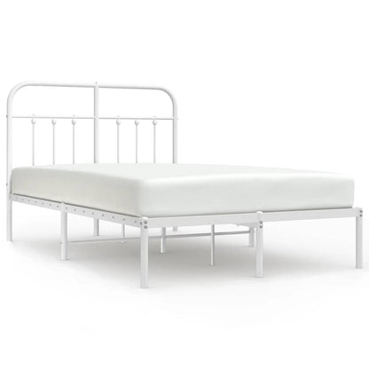 vidaXL Metal Bed Frame without Mattress with Headboard White 120x200cm 2