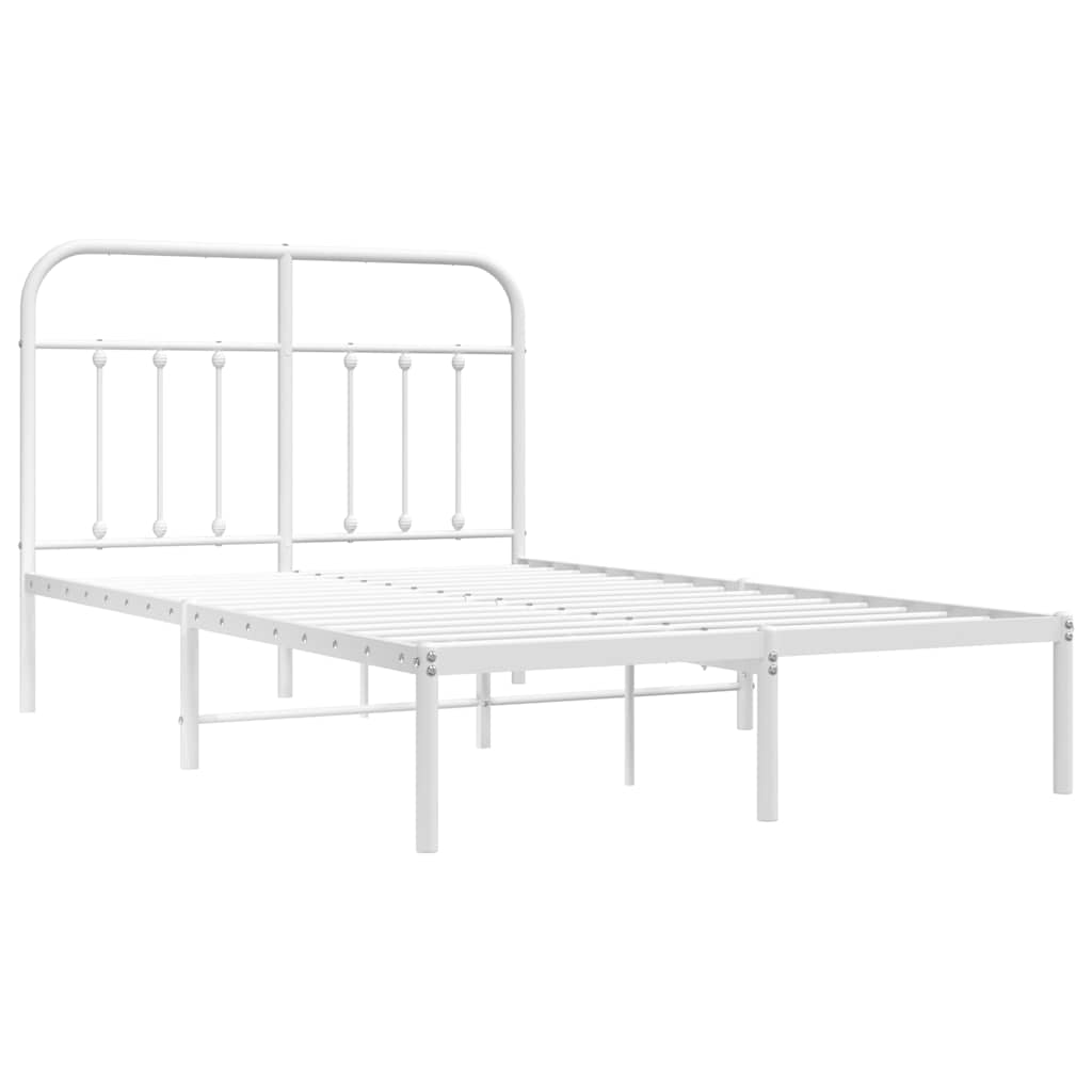 vidaXL Metal Bed Frame without Mattress with Headboard White 120x200cm 3