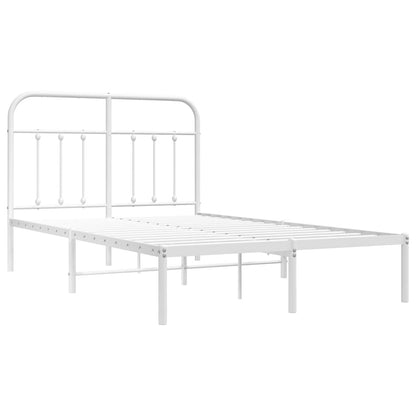 vidaXL Metal Bed Frame without Mattress with Headboard White 120x200cm 3