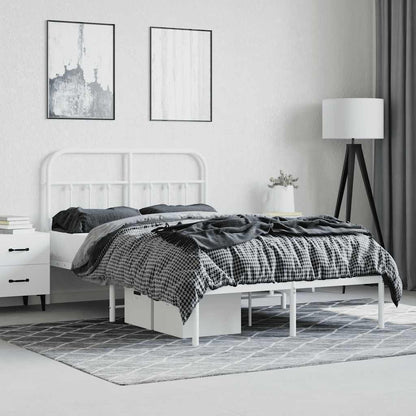 vidaXL Metal Bed Frame without Mattress with Headboard White 120x200cm 4