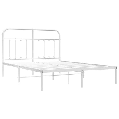 vidaXL Metal Bed Frame without Mattress with Headboard White 135x190cm 3