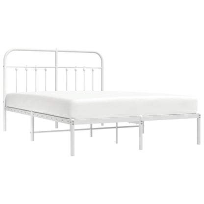 vidaXL Metal Bed Frame without Mattress with Headboard White 135x190cm 5