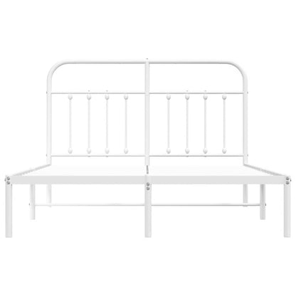 vidaXL Metal Bed Frame without Mattress with Headboard White 135x190cm 6