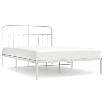 vidaXL Metal Bed Frame without Mattress with Headboard White 140x190cm 2