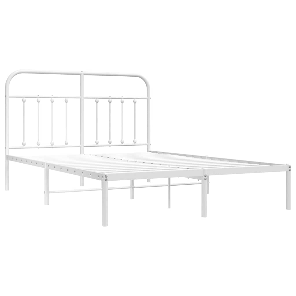 vidaXL Metal Bed Frame without Mattress with Headboard White 140x190cm 3