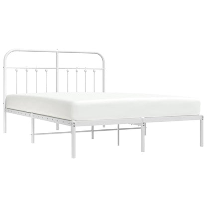 vidaXL Metal Bed Frame without Mattress with Headboard White 140x190cm 5