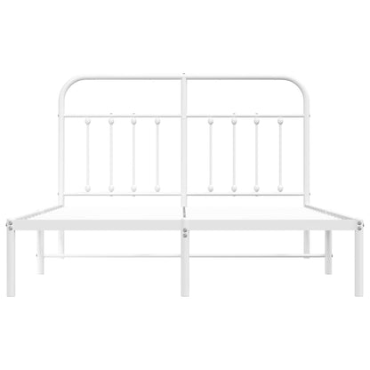 vidaXL Metal Bed Frame without Mattress with Headboard White 140x190cm 6