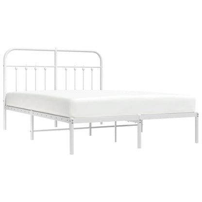 vidaXL Metal Bed Frame without Mattress with Headboard White 140x200cm 5