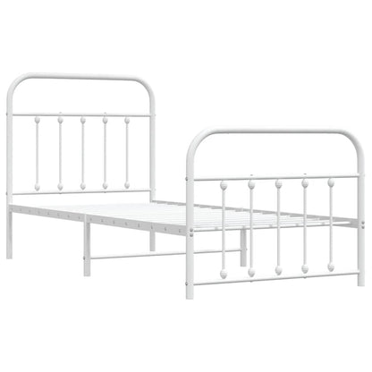 vidaXL Metal Bed Frame without Mattress with Footboard White 90x190cm 3