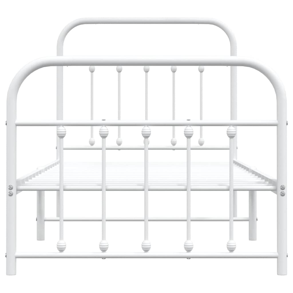 vidaXL Metal Bed Frame without Mattress with Footboard White 90x190cm 6