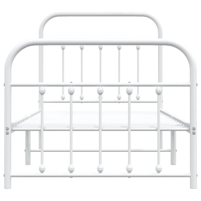 vidaXL Metal Bed Frame without Mattress with Footboard White 90x190cm 6