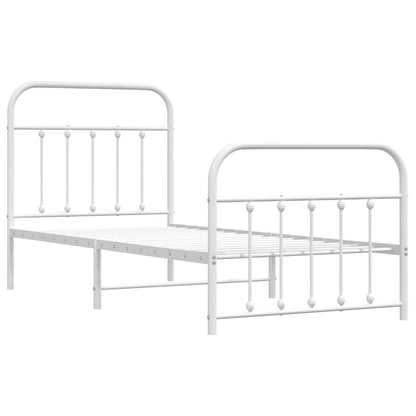 vidaXL Metal Bed Frame without Mattress with Footboard White 90x200cm 3