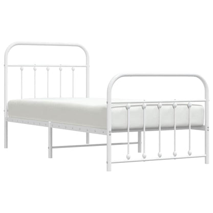 vidaXL Metal Bed Frame without Mattress with Footboard White 90x200cm 5