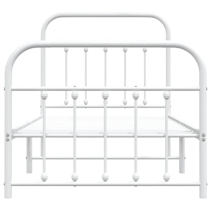vidaXL Metal Bed Frame without Mattress with Footboard White 90x200cm 6