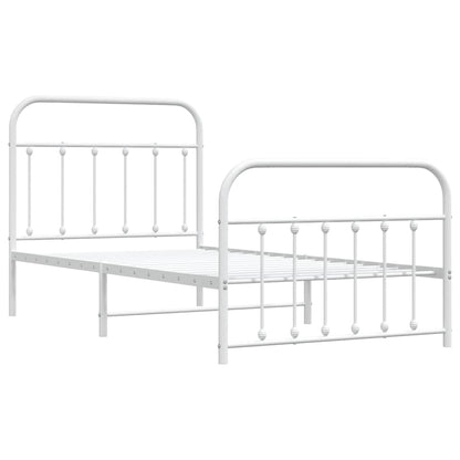 vidaXL Metal Bed Frame without Mattress with Footboard White 100x190cm 3