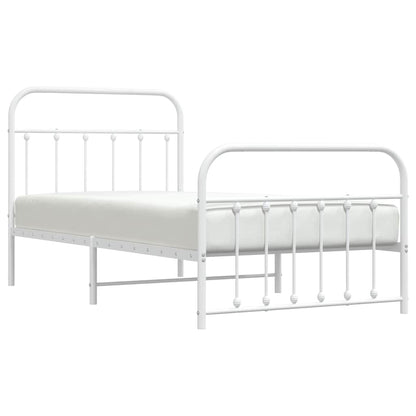 vidaXL Metal Bed Frame without Mattress with Footboard White 100x190cm 5
