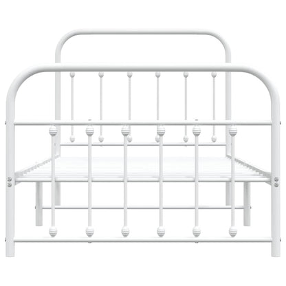 vidaXL Metal Bed Frame without Mattress with Footboard White 100x190cm 6