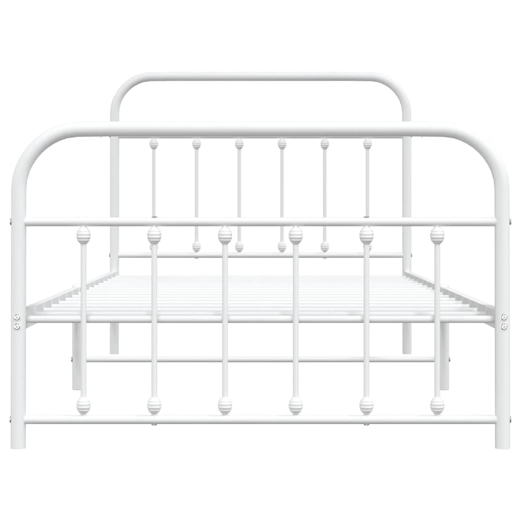vidaXL Metal Bed Frame without Mattress with Footboard White 100x200cm 6