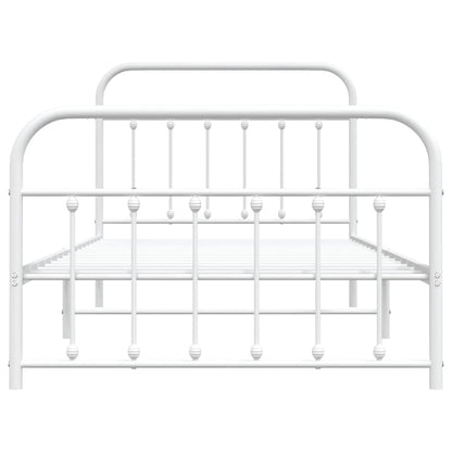 vidaXL Metal Bed Frame without Mattress with Footboard White 100x200cm 6