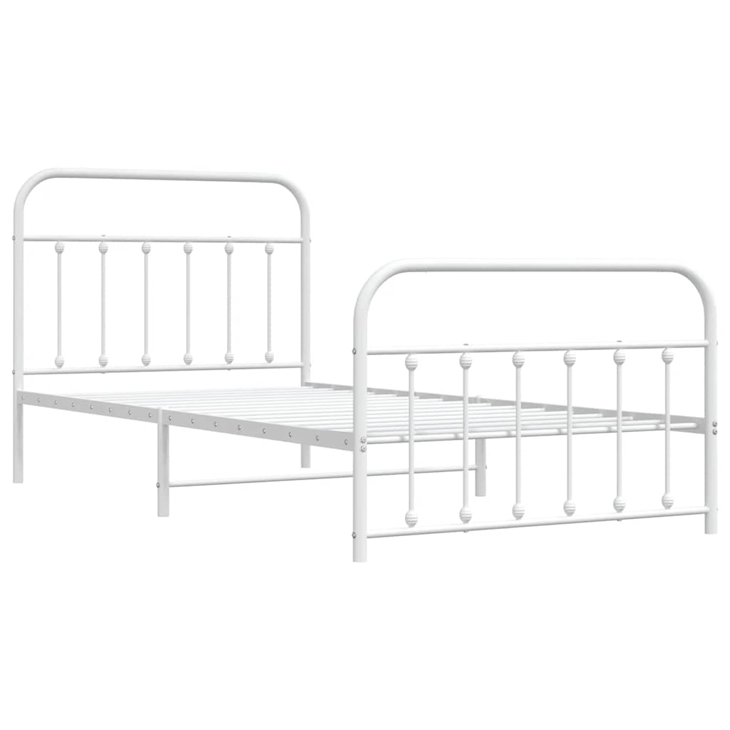 vidaXL Metal Bed Frame without Mattress with Footboard White 107x203cm 3