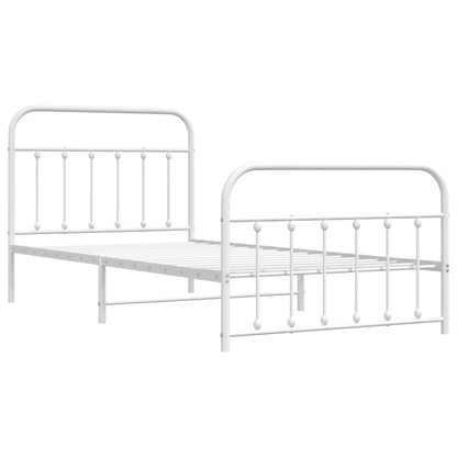 vidaXL Metal Bed Frame without Mattress with Footboard White 107x203cm 3