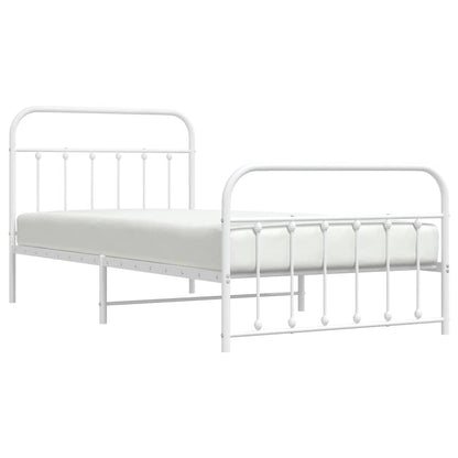 vidaXL Metal Bed Frame without Mattress with Footboard White 107x203cm 5