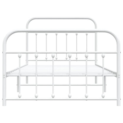 vidaXL Metal Bed Frame without Mattress with Footboard White 107x203cm 6