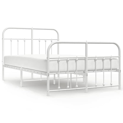 vidaXL Metal Bed Frame without Mattress with Footboard White 120x190cm 2