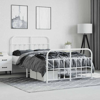 vidaXL Metal Bed Frame without Mattress with Footboard White 120x190cm 4