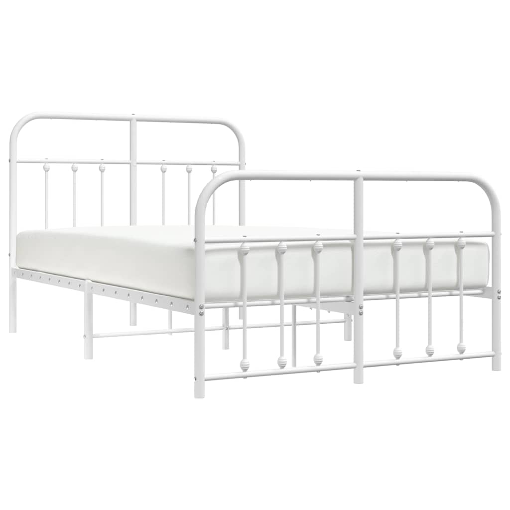 vidaXL Metal Bed Frame without Mattress with Footboard White 120x190cm 5
