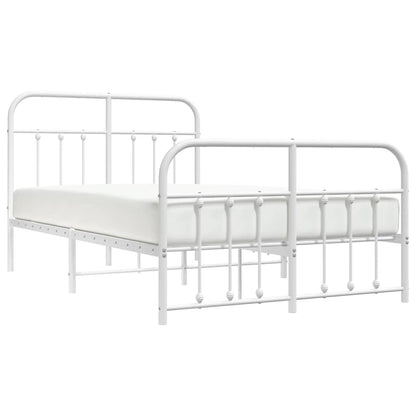 vidaXL Metal Bed Frame without Mattress with Footboard White 120x190cm 5