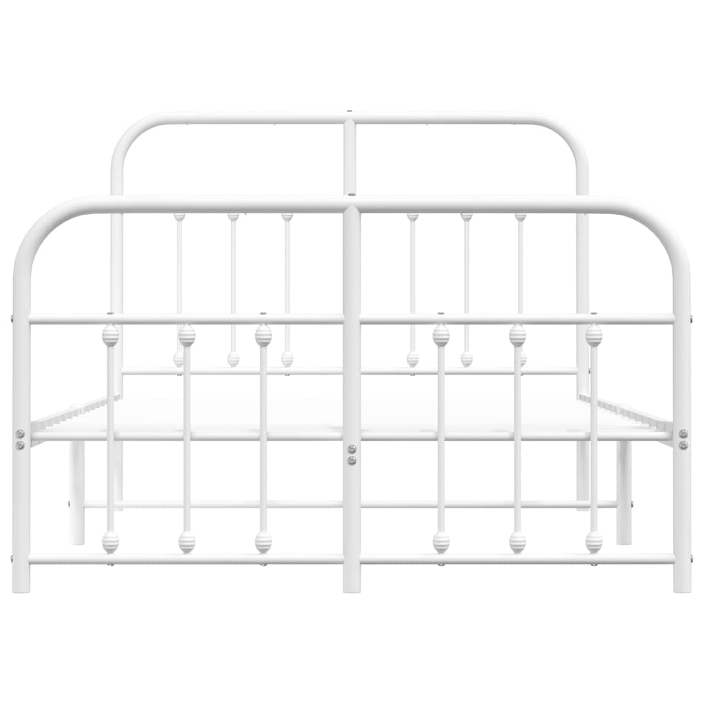 vidaXL Metal Bed Frame without Mattress with Footboard White 120x190cm 6