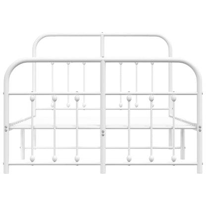 vidaXL Metal Bed Frame without Mattress with Footboard White 120x190cm 6