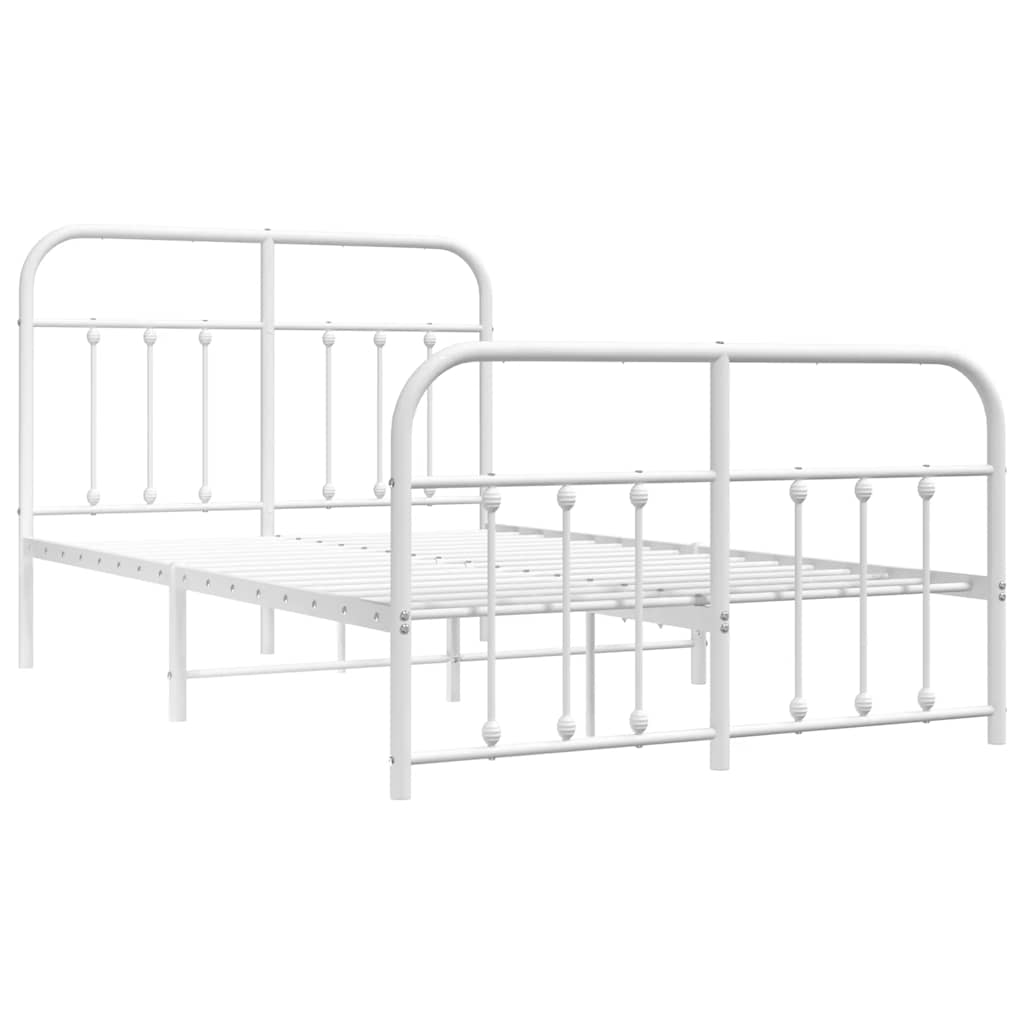 vidaXL Metal Bed Frame without Mattress with Footboard White 120x200cm 3