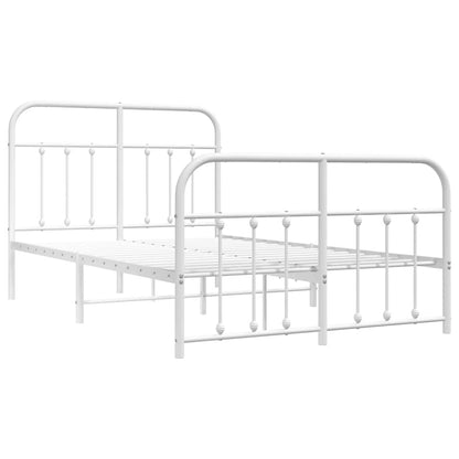 vidaXL Metal Bed Frame without Mattress with Footboard White 120x200cm 3