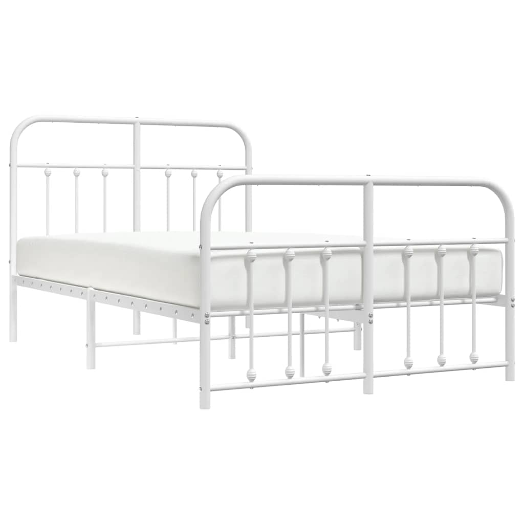 vidaXL Metal Bed Frame without Mattress with Footboard White 120x200cm 5