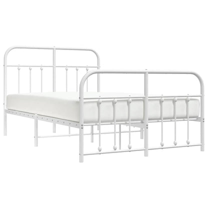 vidaXL Metal Bed Frame without Mattress with Footboard White 120x200cm 5