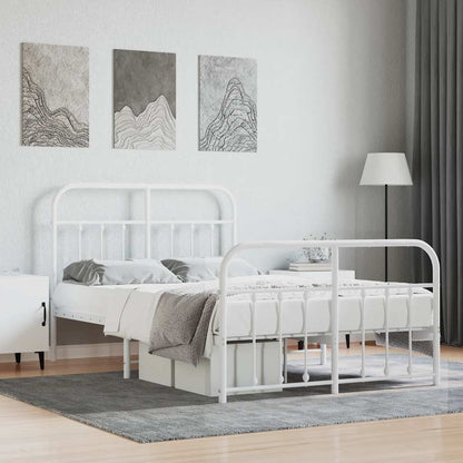 vidaXL Metal Bed Frame without Mattress with Footboard White 120x200cm 1
