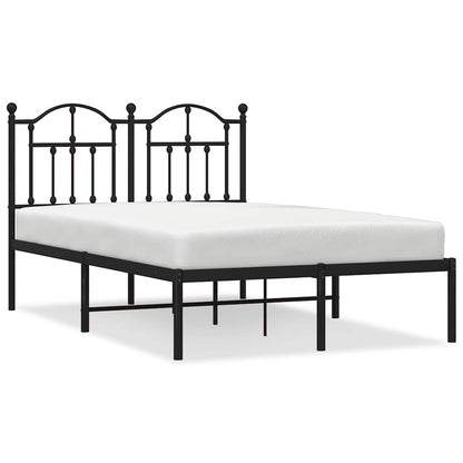 vidaXL Metal Bed Frame without Mattress with Headboard Black 120x190cm 2