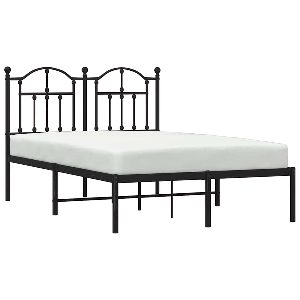 vidaXL Metal Bed Frame without Mattress with Headboard Black 120x190cm 3