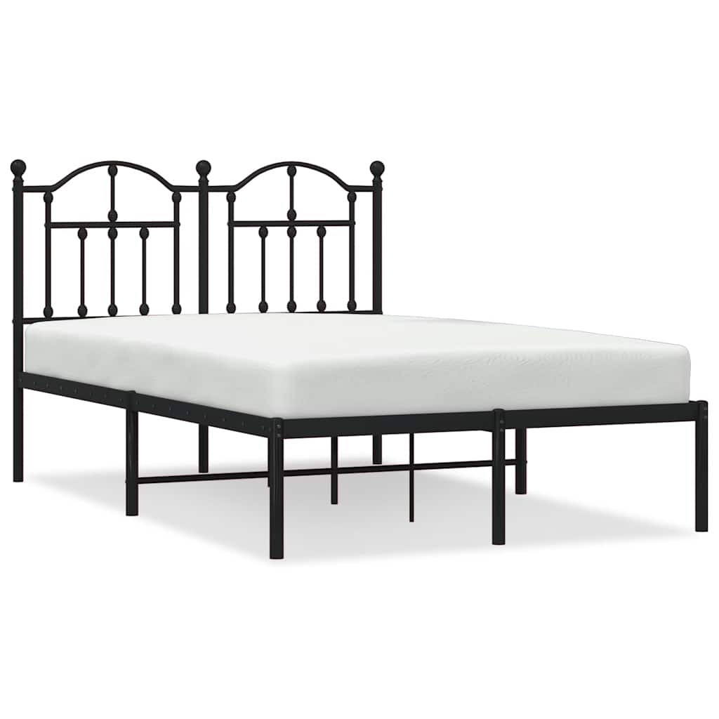 vidaXL Metal Bed Frame without Mattress with Headboard Black 120x200cm 2